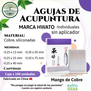 AGUJAS PARA ACUPUNTURA – MANGO DE COBRE X 100 UND