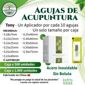 AGUJAS PARA ACUPUNTURA CAJA X 1.000 UND